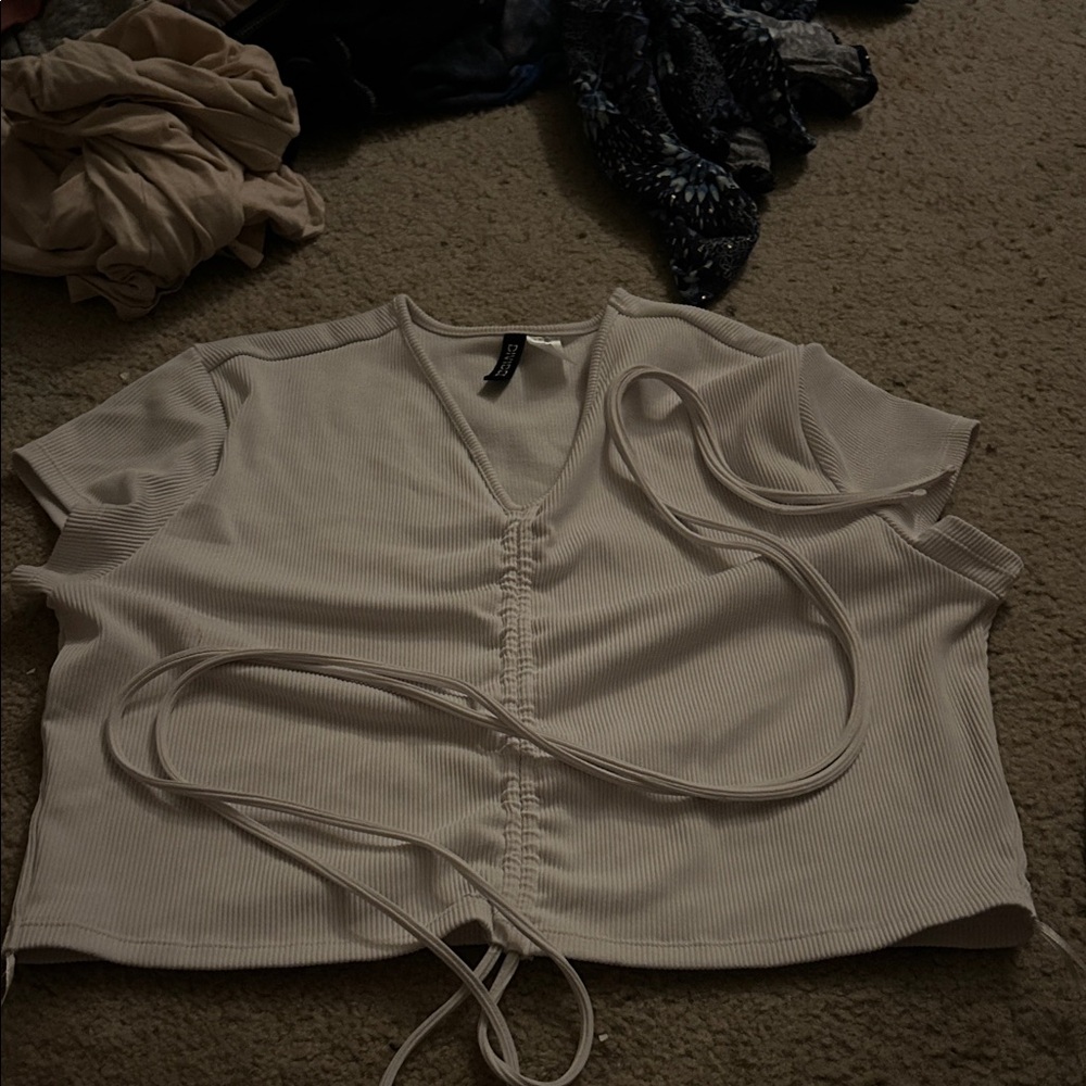 Women's white V-Neck Top